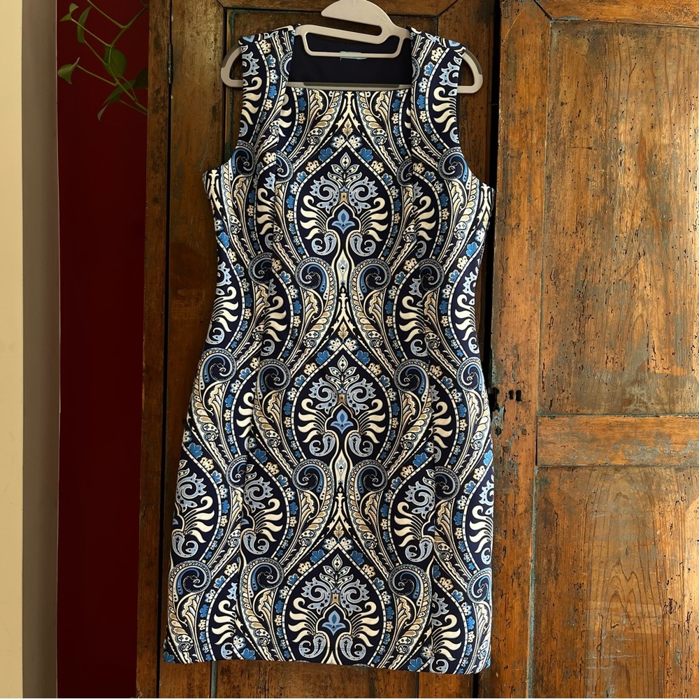 J. McLaughlin Printed Blue & White Dress